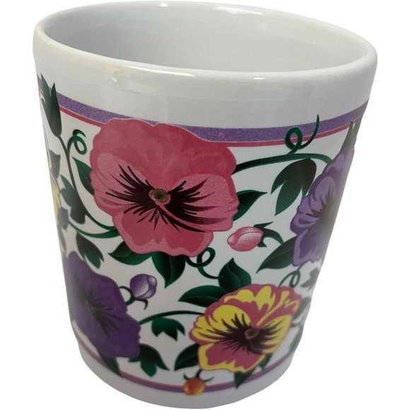 Betallic Floral Coffee Mug Cup Tea Red Pink And Gray 8 Fl Ounces Secretarys - Picture 3 of 5